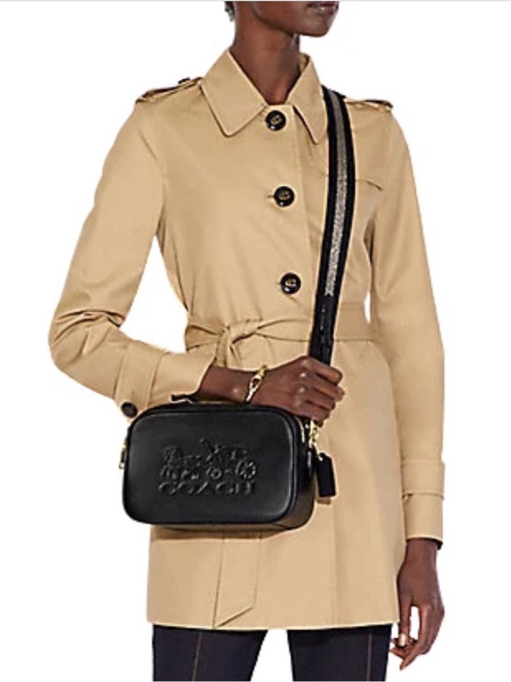 Coach Black Pebbled Leather Crossbody with Striped Strap - Picture 9 of 9